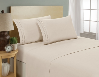 aJOY World Chain Link Embroidery 1800 Series Ultra-soft Premium Microfiber Sheet Set - Twin, Cream